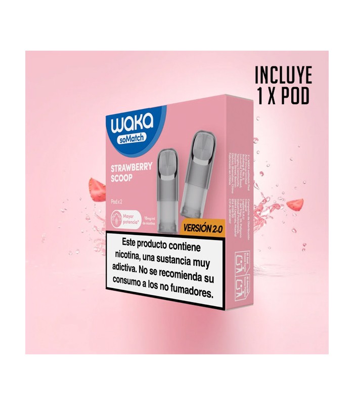 1 X WAKA SOMATCH MINI POD STRAWBERRY SCOOP 18MG