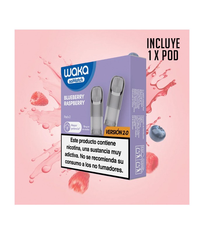 1 X WAKA SOMATCH MINI POD BLUEBERRY RASPBERRY 18MG