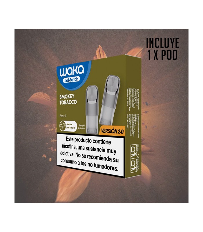 1 X WAKA SOMATCH MINI POD SMOKEY TOBACCO 18MG