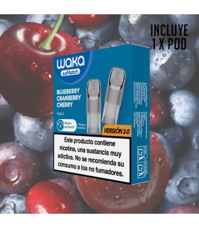 1 X WAKA SOMATCH MINI POD BLUEBERRY CRANBERRY CHERRY 18MG
