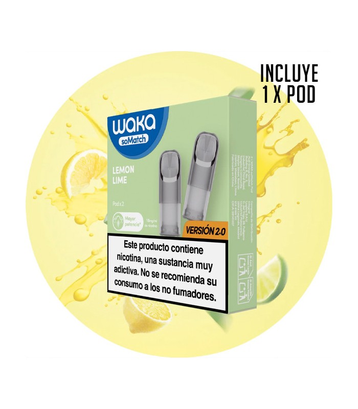 1 X WAKA SOMATCH MINI POD LEMON LIME 18MG