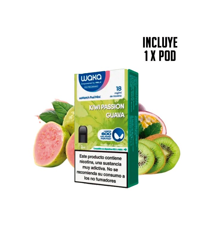 1 X WAKA SOMATCH MINI POD KIWI PASSION GUAVA 18MG
