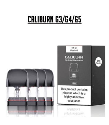 4 X CARTUCHO POD CALIBURN G3/G4/G5 0.6OHM - UWELL