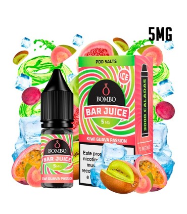 KIWI GUAVA PASSION ICE 5MG NIC SALT 10ML - BOMBO BAR JUICE